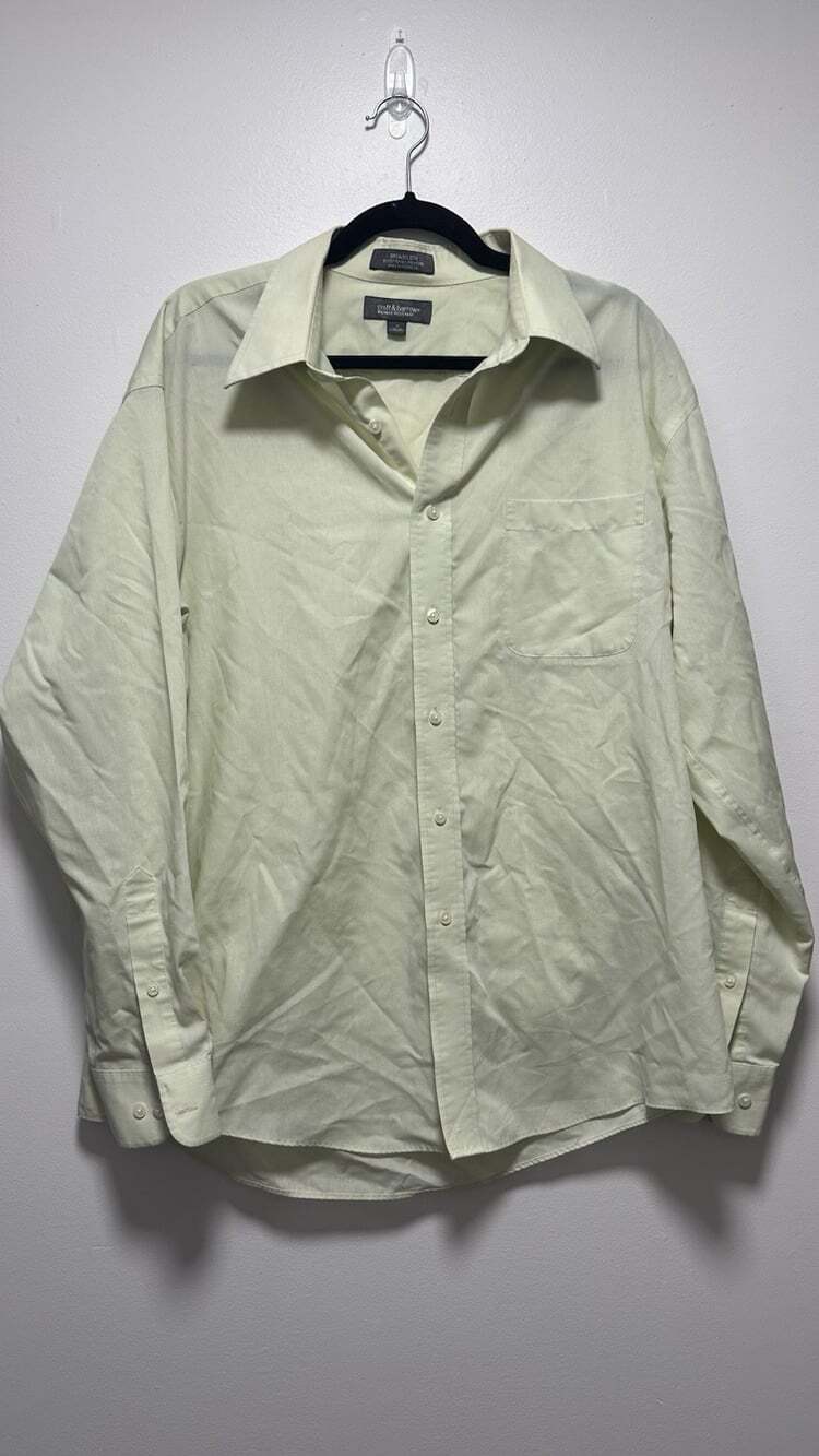 Croft & Barrow Wrinkle-Resistant Light Green Dress Shirt 17 34/35 Button Down